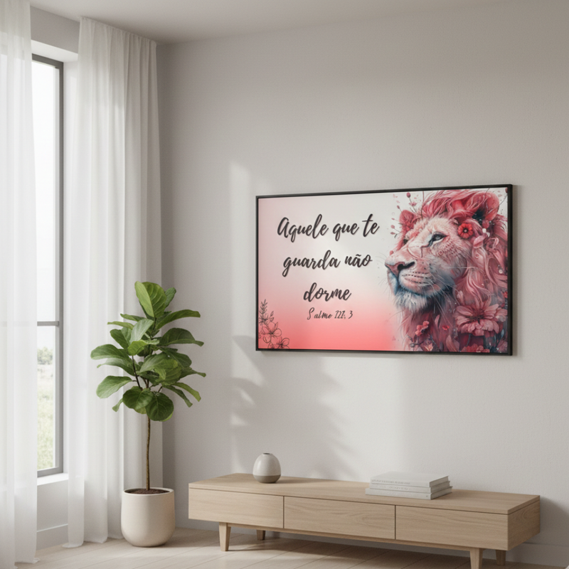 Quadro Leão e Salmo da Bíblia