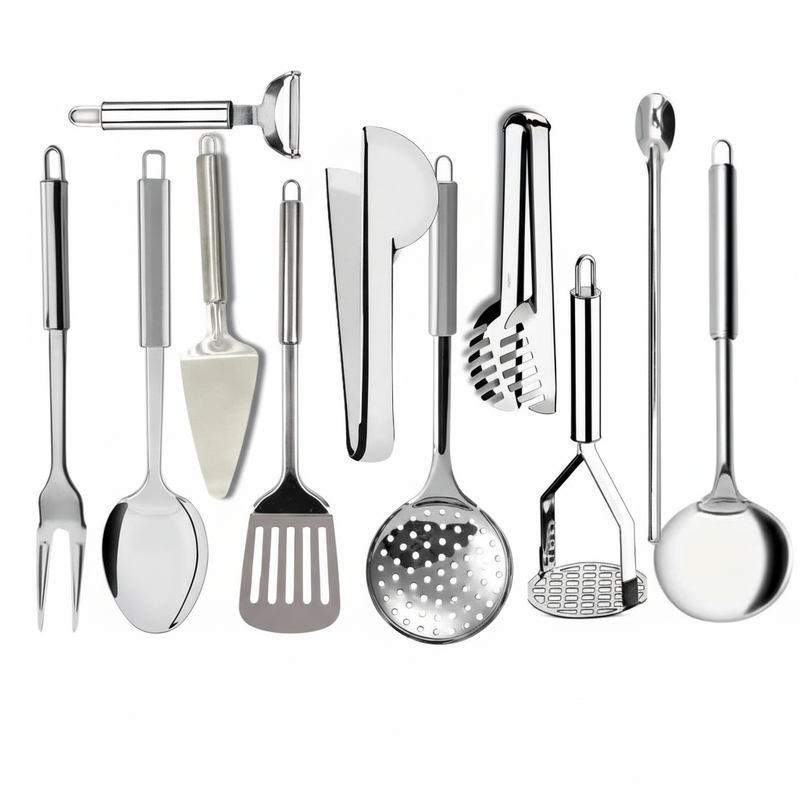 Kit 11 Peças de Utensílios para Cozinha em Aço Inox