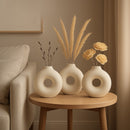 Kit 3  Vasos Nórdico Circular Decorativo de gesso minimalista