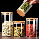 MEGA KIT Com 5 Potes Herméticos Com TAmpa de Bambu